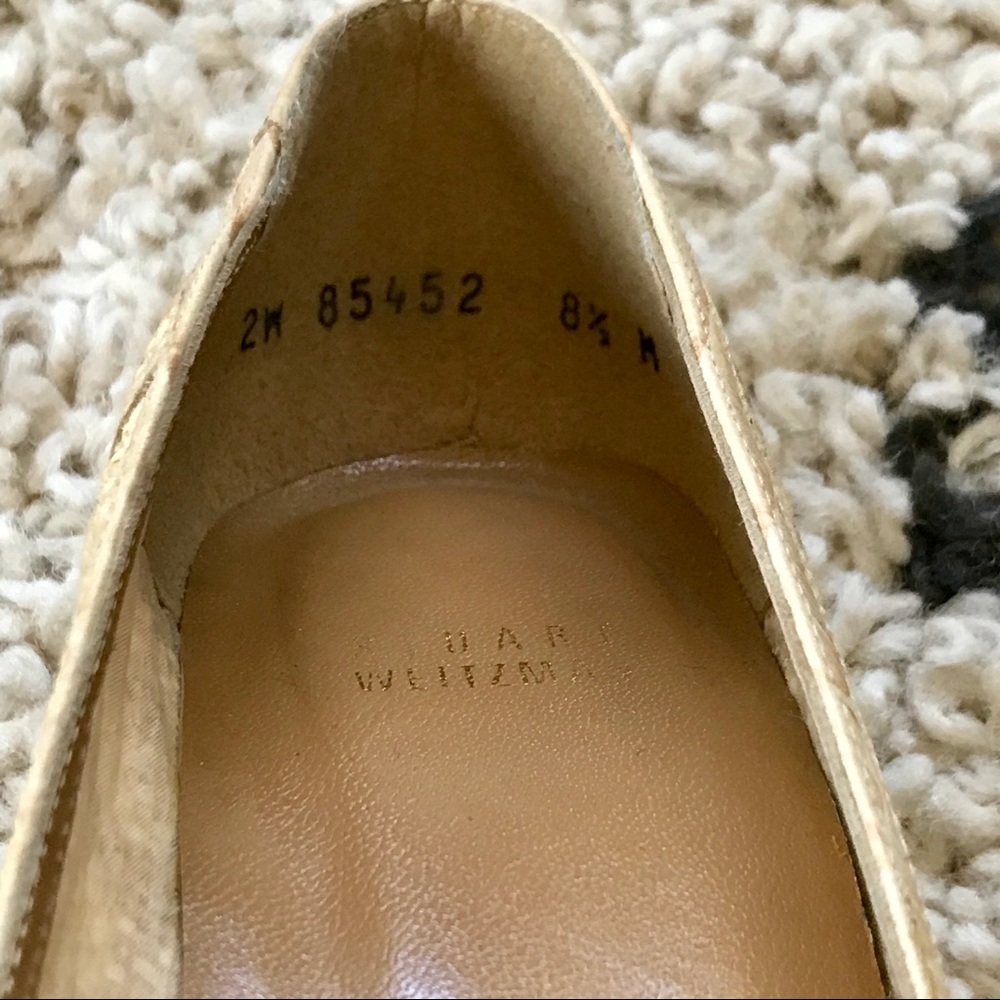 Stuart Weitzman Toesie Cream Raffia Peep Toe Heels - image 7